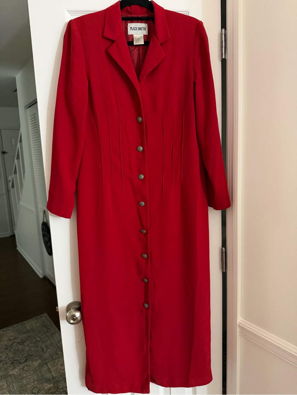 Plaza South Red Midi Button-Front Dress